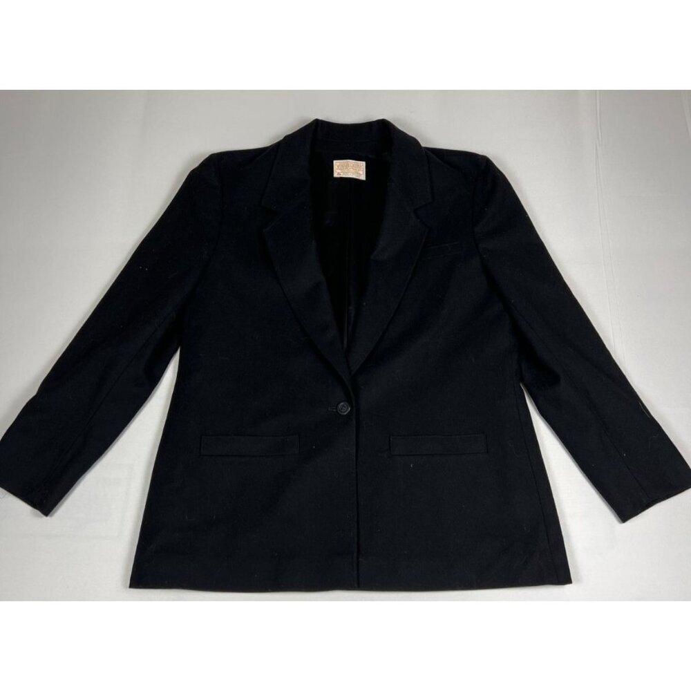 Vintage Pendleton Women M Made in USA Black 100% Pure Virgin Wool Blazer Jacket